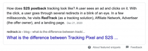 Example of a google snippet: S2S postback via RedTrack